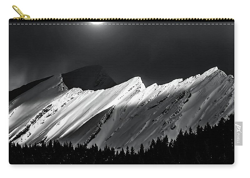 Moon Zip Pouch featuring the photograph Rocky Mountains in Moonlight by Elaine Hunter