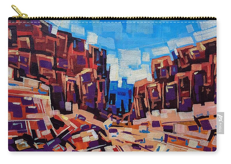 Western Landscape Zip Pouch featuring the painting Rocky road by Enrique Zaldivar