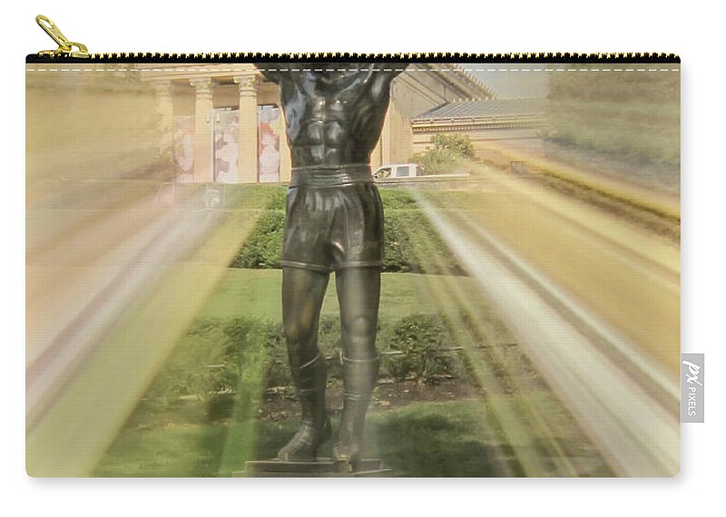 Rocky Zip Pouch featuring the mixed media Rocky Statue by Trish Tritz