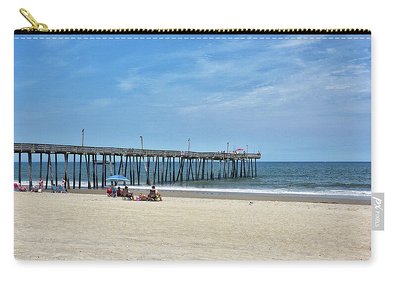 Avon Fishing Pier Zip Pouch featuring the photograph Avon Fishing Pier - Outer Banks North Carolina by Brendan Reals