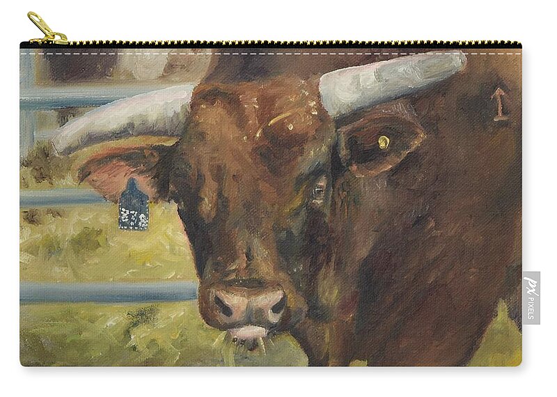 Stock Zip Pouch featuring the painting Rodeo Bull 5 by Lori Brackett