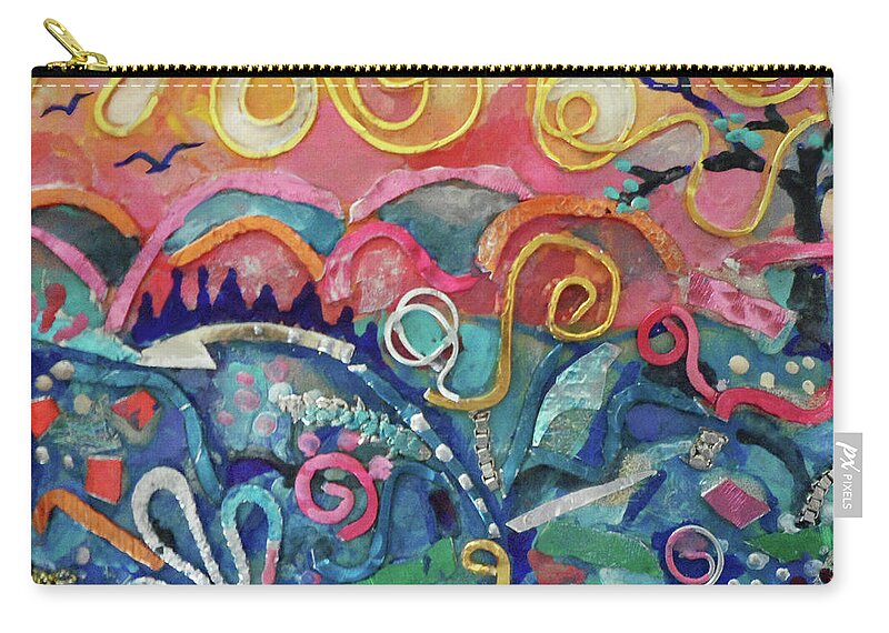 Encaustic Zip Pouch featuring the painting Rolling Hills by Jean Batzell Fitzgerald