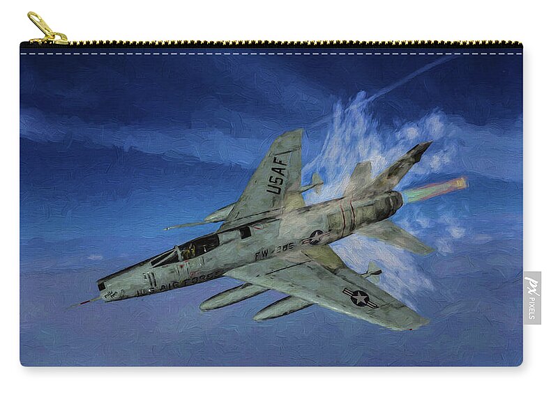 North American F-100 Super Sabre Zip Pouch featuring the digital art Rolling Thunder F-100 Super Sabre by Tommy Anderson