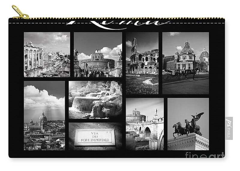 Roma Zip Pouch featuring the photograph Roma Black and White Poster by Stefano Senise