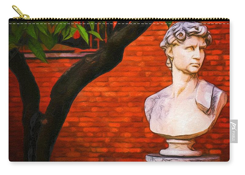 Pastel Zip Pouch featuring the digital art Roman bust, Loyola University Chicago by Vincent Monozlay