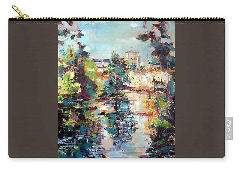 Magne 79 Zip Pouch featuring the painting Roman Church at Magne 79 by Kim PARDON