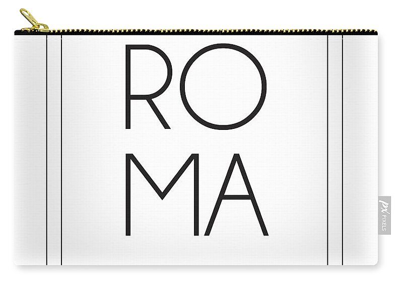 Roma Zip Pouch featuring the mixed media Roma, Italy - City Name Typography - Minimalist City Posters #1 by Studio Grafiikka