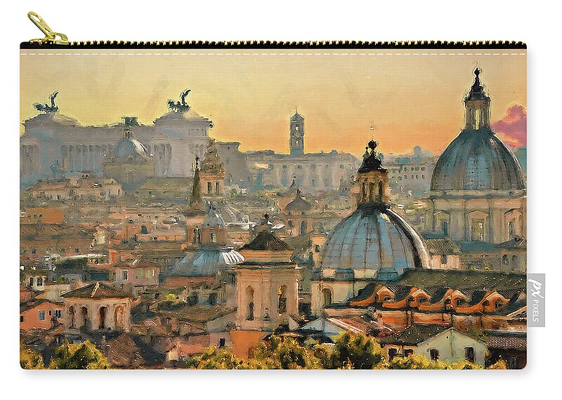 Rome Zip Pouch featuring the photograph Rome Cityscape - 03 by AM FineArtPrints