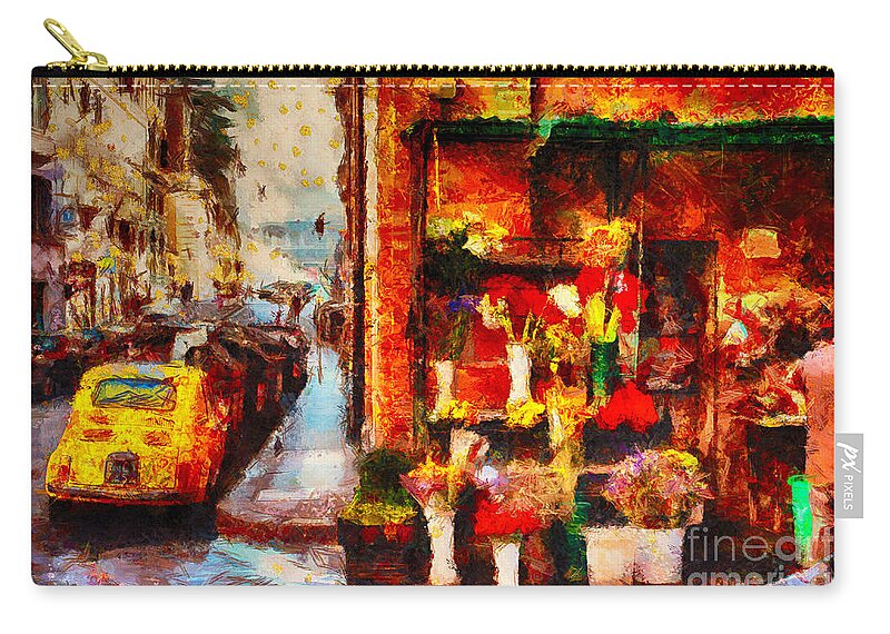 Rome Colors Zip Pouch featuring the photograph Rome Street Colors by Stefano Senise