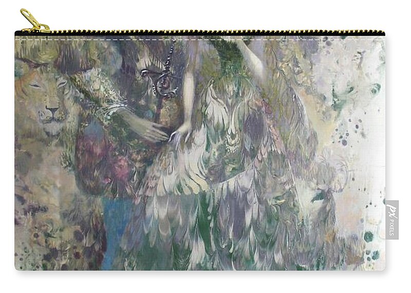 Romeo And Juliet Zip Pouch featuring the painting Romeo and Juliet. Monotype by Valentina Kondrashova