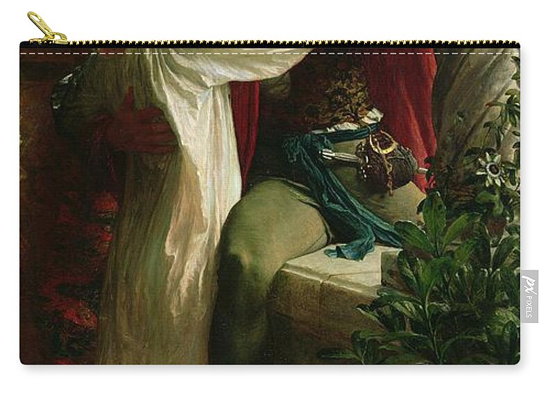 Romeo And Juliet Zip Pouch featuring the painting Romeo and Juliet by Frank Dicksee