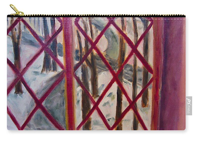 Room With A View Zip Pouch featuring the painting Room with a View by Karen Francis
