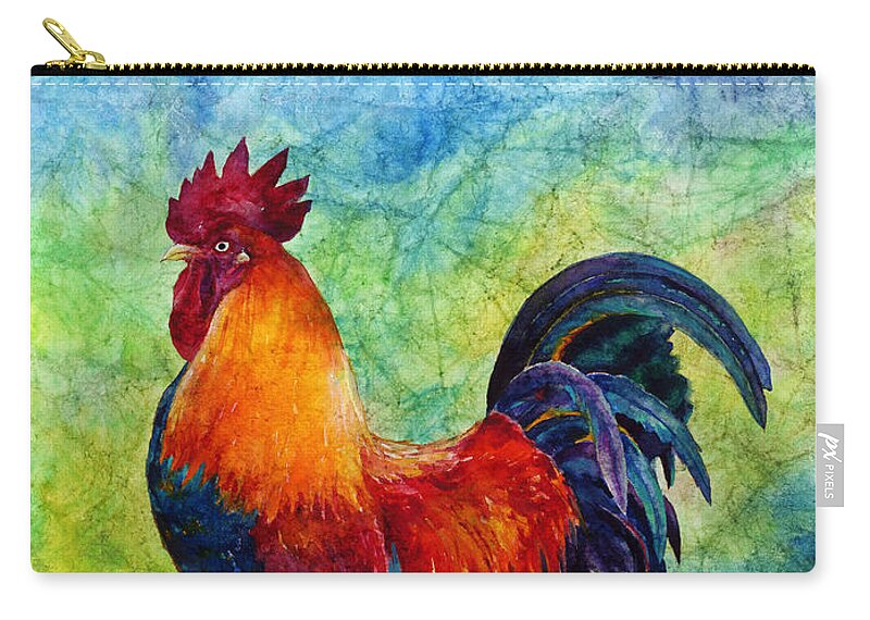 Rooster Zip Pouch featuring the painting Rooster 2 by Hailey E Herrera
