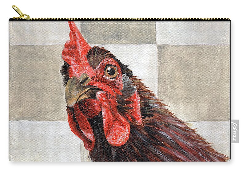 Rooster Zip Pouch featuring the painting Rooster Coffee by Annie Troe