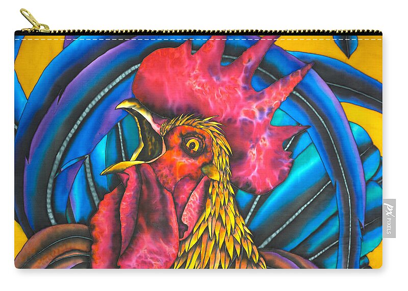 Bird Zip Pouch featuring the painting Rooster by Daniel Jean-Baptiste
