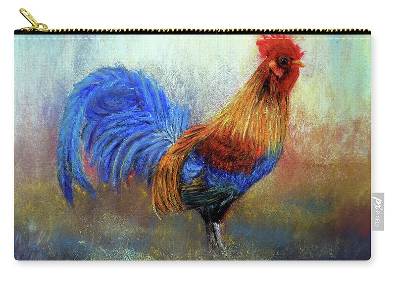 Rooster Zip Pouch featuring the painting Rooster by Loretta Luglio