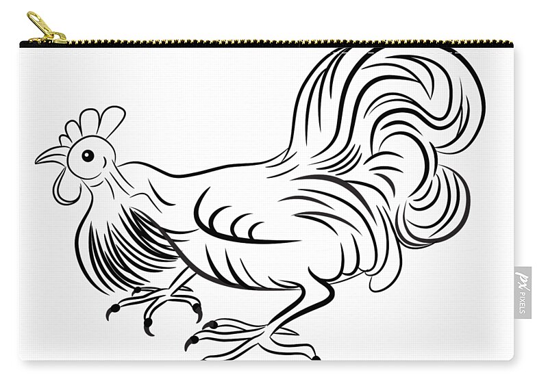 2017 Zip Pouch featuring the digital art Rooster by Michal Boubin
