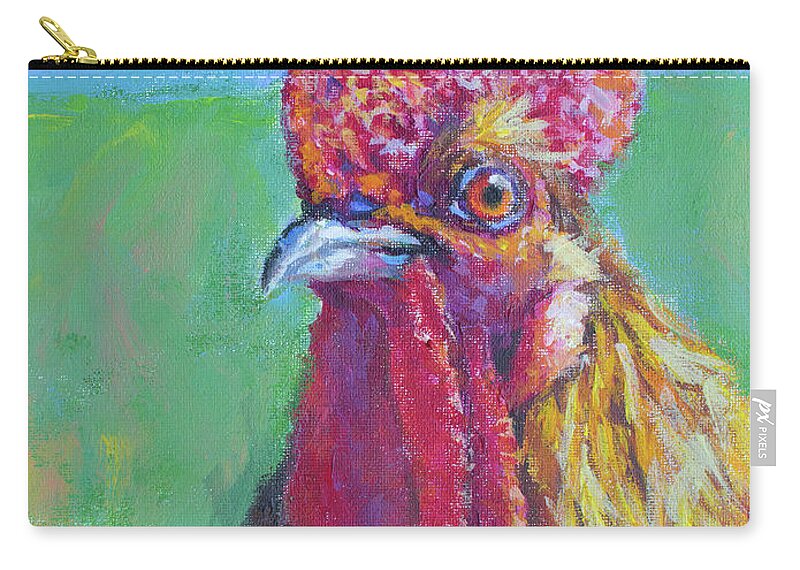 Rooster Zip Pouch featuring the painting Rooster No. 1 by Kerima Swain