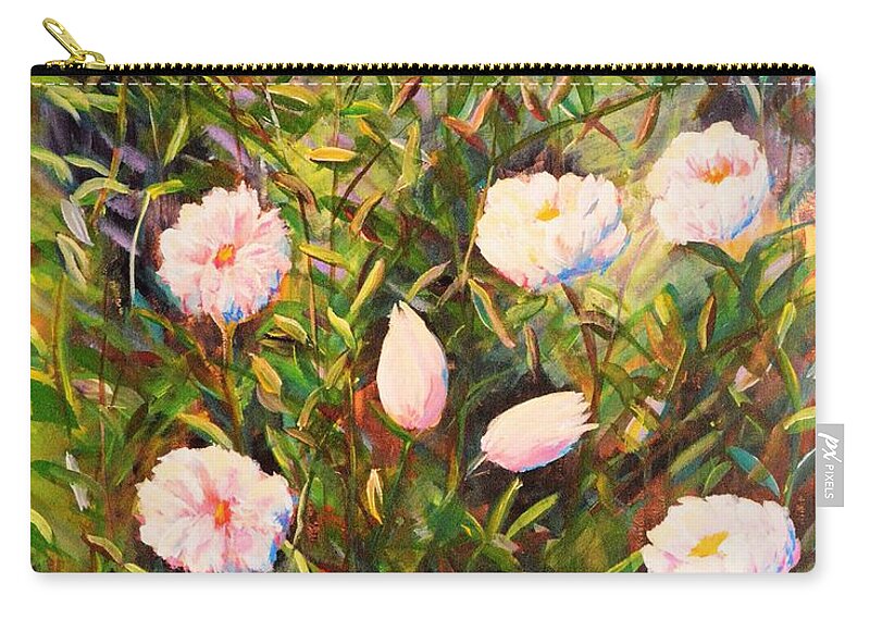 Roses Zip Pouch featuring the painting Rosas by Medea Ioseliani