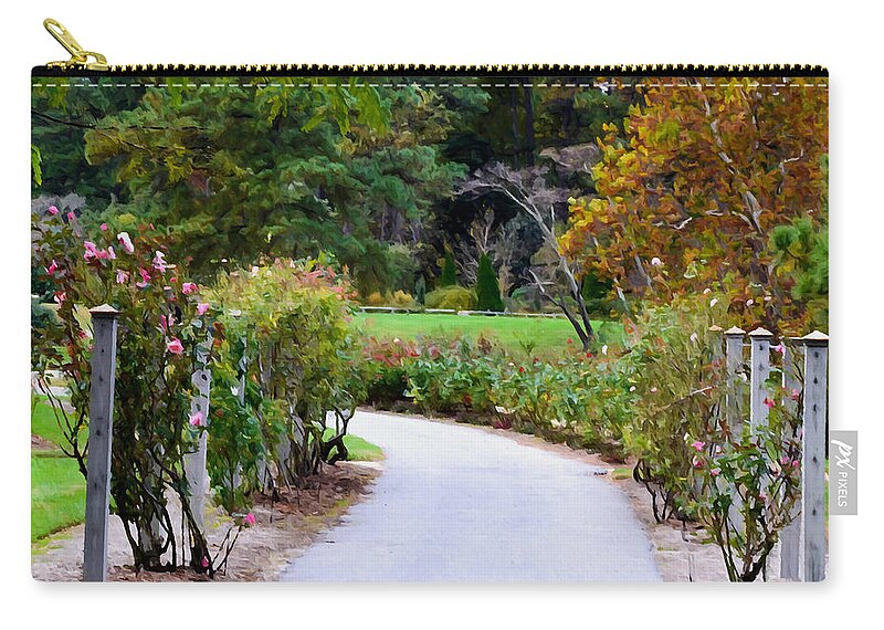 Norfolk Botanical Garden Zip Pouch featuring the painting Rose Garden 5 by Jeelan Clark