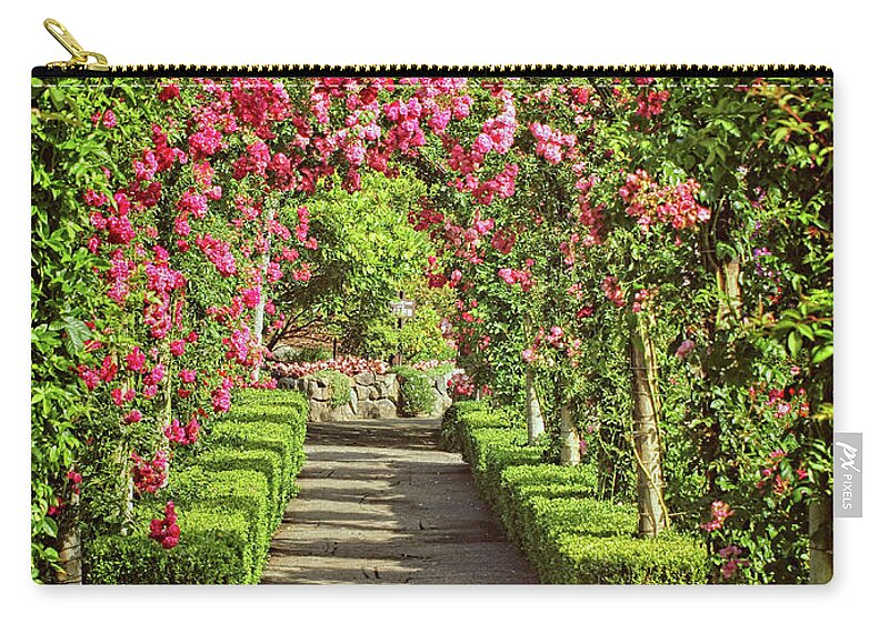 Butchart Zip Pouch featuring the photograph Rose Garden by Catherine Reading