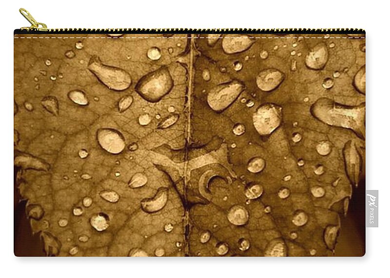 Floral Carry-all Pouch featuring the photograph Rose Leaf in sepia by Alexis King-Glandon