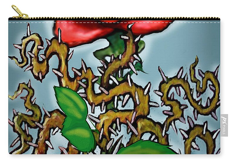 Rose Zip Pouch featuring the painting Rose n Thorns by Kevin Middleton