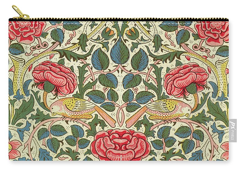 Arts And Crafts Movement Zip Pouch featuring the tapestry - textile Rose, 1883 by William Morris