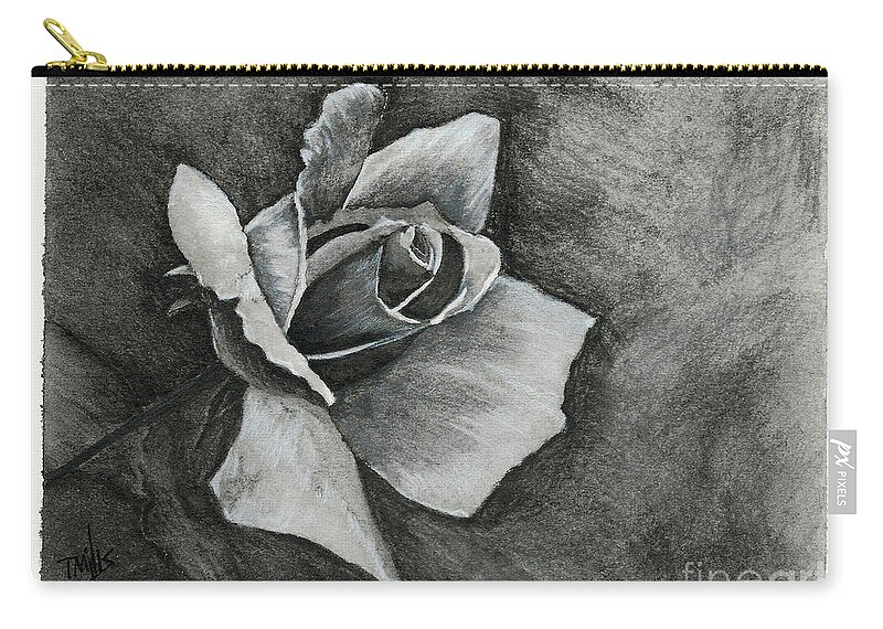 Drawing Zip Pouch featuring the drawing Rose1 by Terri Mills