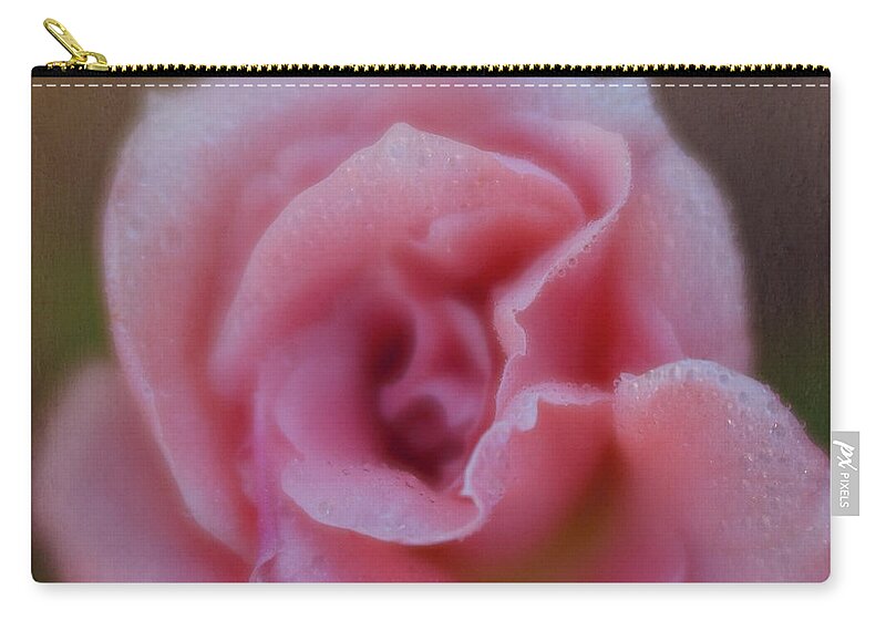 Flower Zip Pouch featuring the photograph Rosebud in the Rain by Teresa Wilson