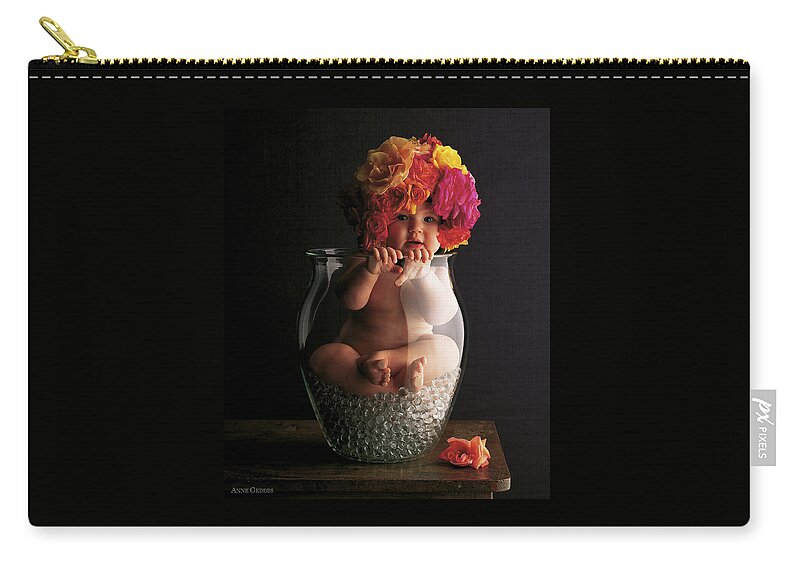Rose Zip Pouch featuring the photograph Vase of Roses by Anne Geddes