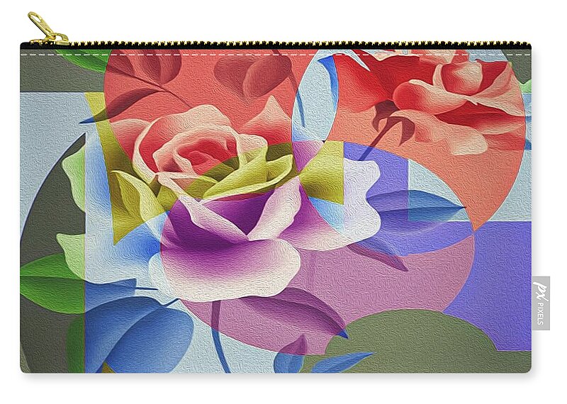 Abstract Zip Pouch featuring the digital art Roses For Her by Eleni Synodinou