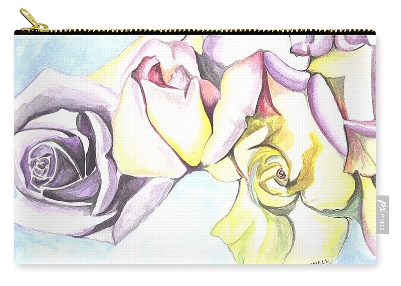 Love Zip Pouch featuring the painting Roses study by Darren Cannell