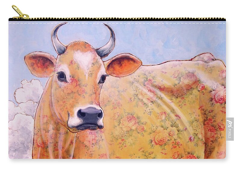 Jersey Cow Zip Pouch featuring the painting Rosy the Jersey by Ande Hall