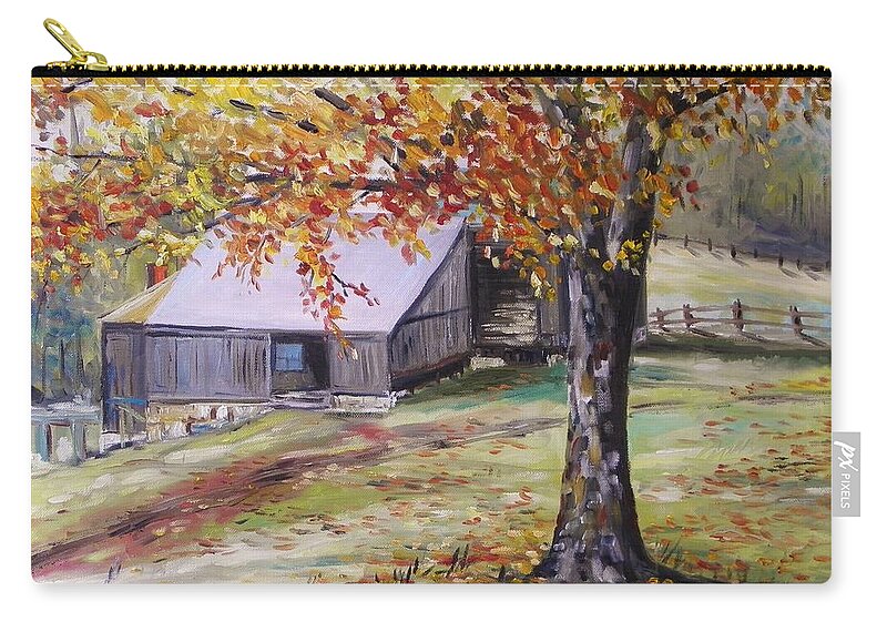 Oil Zip Pouch featuring the painting Rouge Red Chimney by John Williams