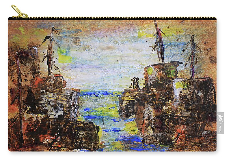 Landscape Carry-all Pouch featuring the painting Rough Country Abstract by April Burton