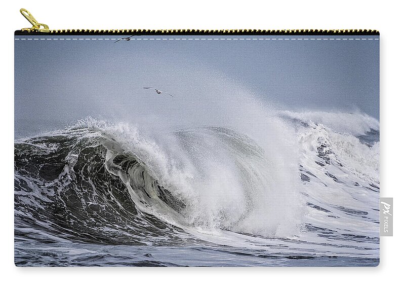 Birds Zip Pouch featuring the photograph Rough Seas by Robert Potts
