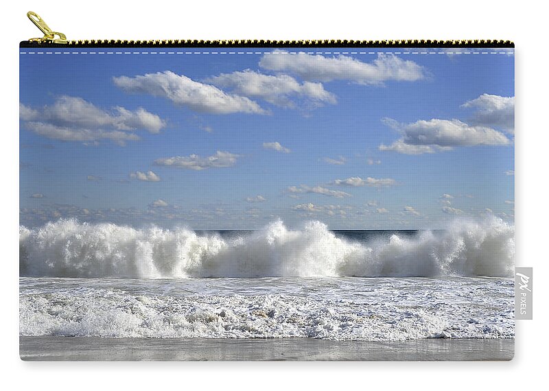 Terry D Photography Zip Pouch featuring the photograph Rough Surf Jersey Shore by Terry DeLuco