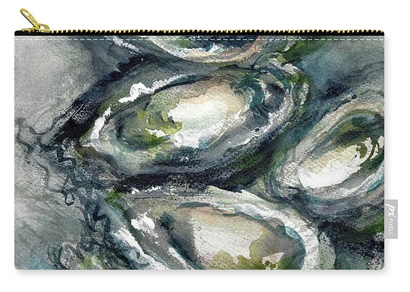 Louisiana Seafood Zip Pouch featuring the painting RoughOysters6 by Francelle Theriot