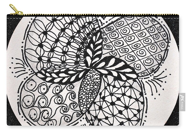 Caregiver Zip Pouch featuring the drawing Round And Round by Carole Brecht