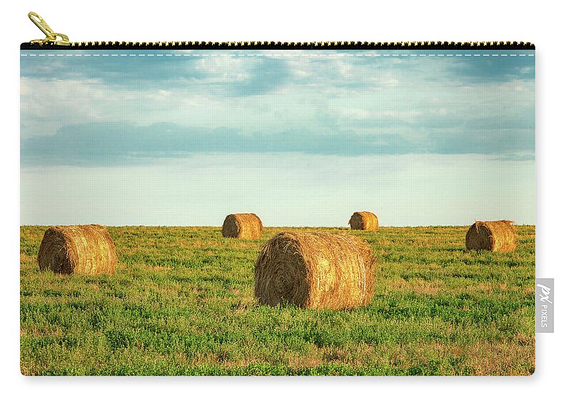 Hay Zip Pouch featuring the photograph Round Hay Bales by Todd Klassy