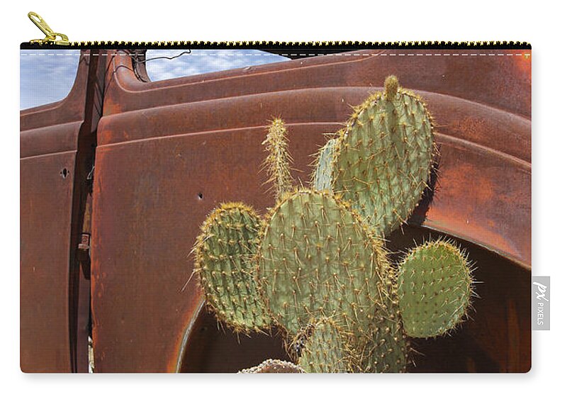 Southwest Zip Pouch featuring the photograph Route 66 Cactus by Mike McGlothlen