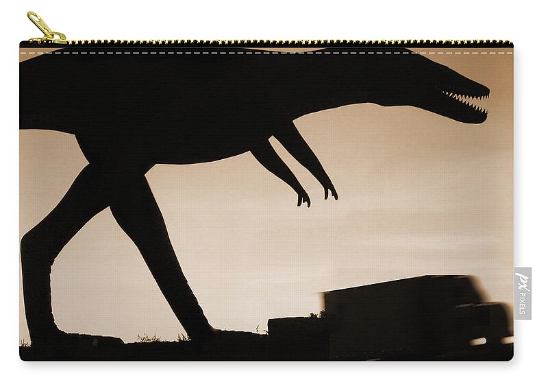 Travel Zip Pouch featuring the photograph Route 66 - Lost Dinosaur by Mike McGlothlen