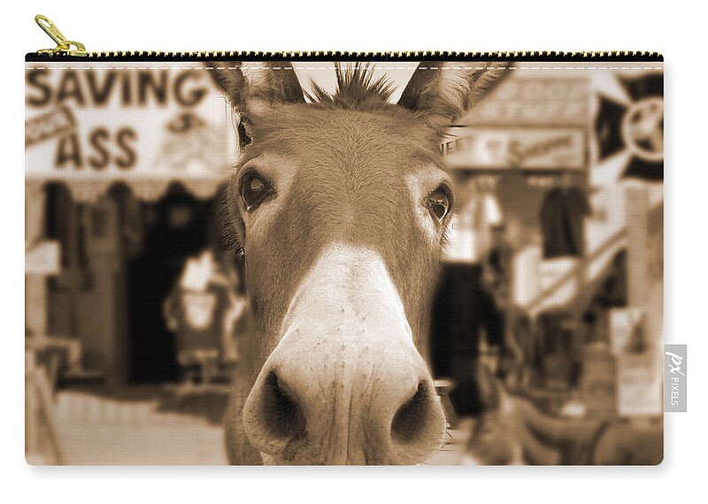 Route 66 Carry-all Pouch featuring the photograph Route 66 - Oatman Donkeys by Mike McGlothlen