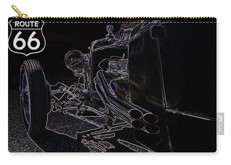 Route 66 Zip Pouch featuring the digital art Route 66 Rod by Darrell Foster