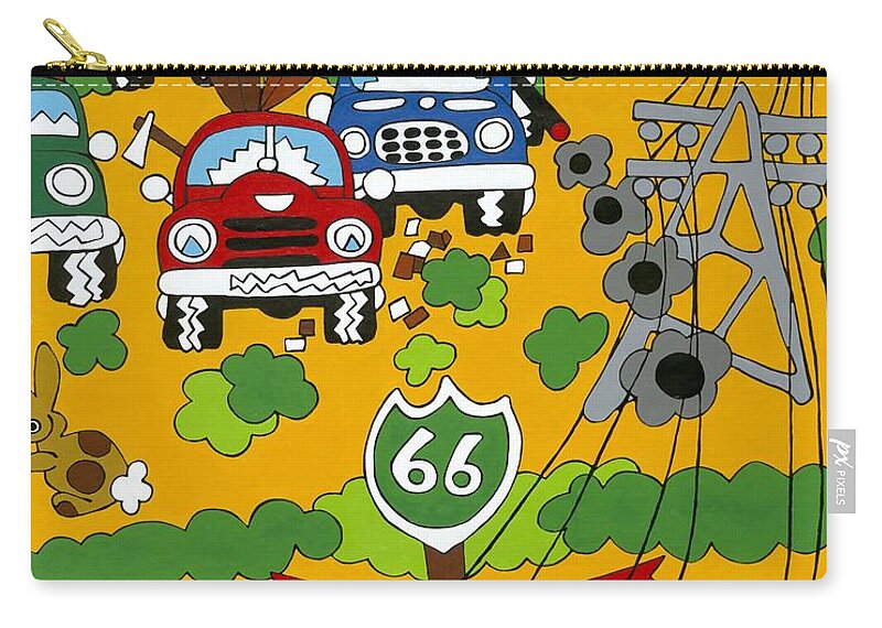 Desert Carry-all Pouch featuring the painting Route 66 by Rojax Art