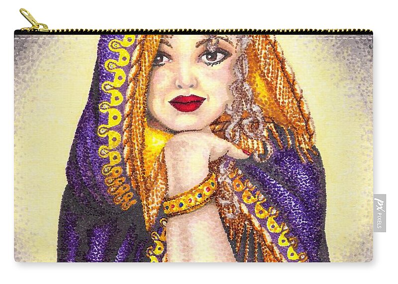 Woman Zip Pouch featuring the drawing Royal Thoughts by Scarlett Royale