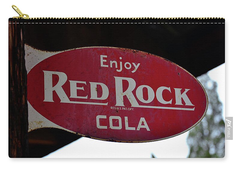 Red Rock Cola Sign Zip Pouch featuring the photograph Rrcola by David Lee Thompson