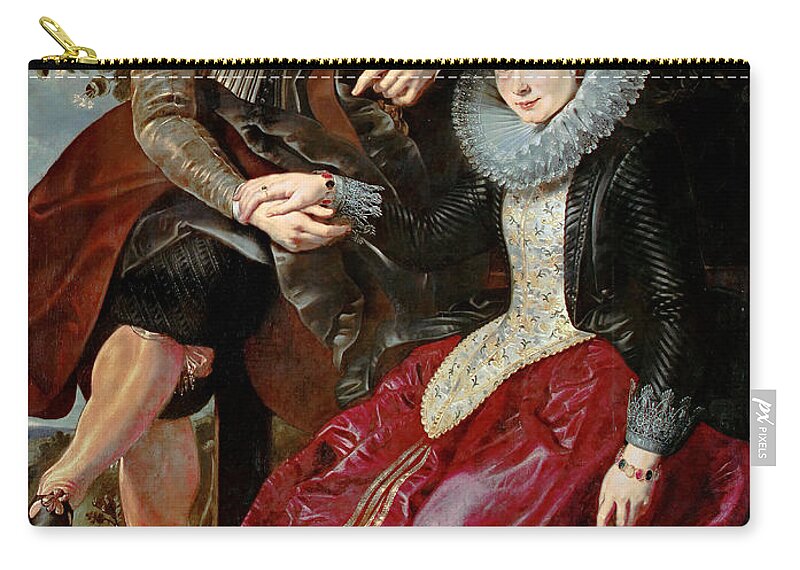 Peter Paul Rubens Zip Pouch featuring the painting Rubens Self-Portrait with His First Wife Isabella Brant in the Honeysuckle Bower by Peter Paul Rubens