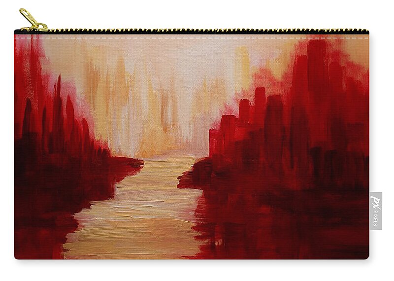 Abstract Zip Pouch featuring the painting Ruby Way 2 by Julie Lueders 